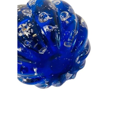 Perfume Bottle Crystal Clear Cobalt Blue Glass Fluted Perfume Bottle 5 1/2" - Picture 6 of 6